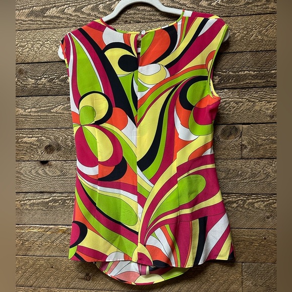 Lafayette 148 Silk Printed Cap Sleeve Tunic Top Size 4 - Picture 2 of 6